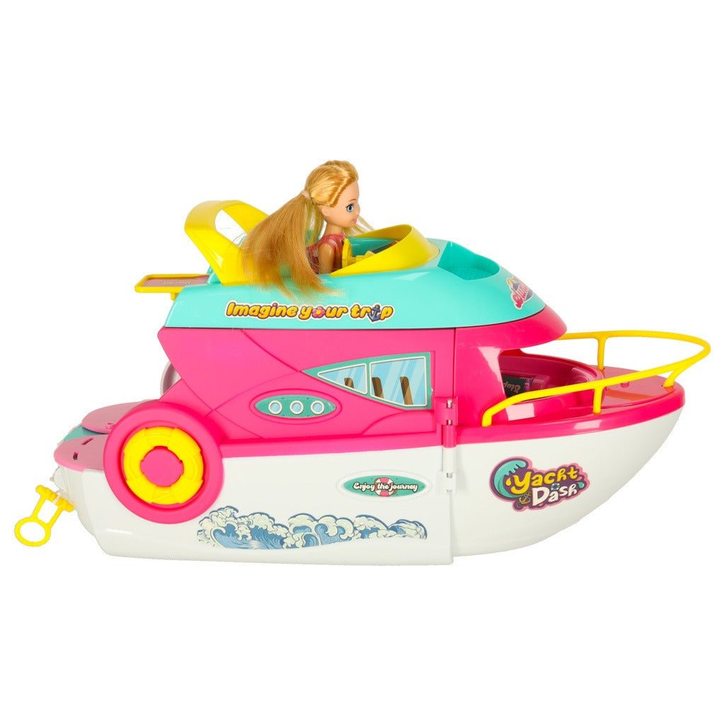 Le Yacht de Croisière "Sunshine" & Poupée – Coffret Houseboat Pliable pour Aventures en Mer