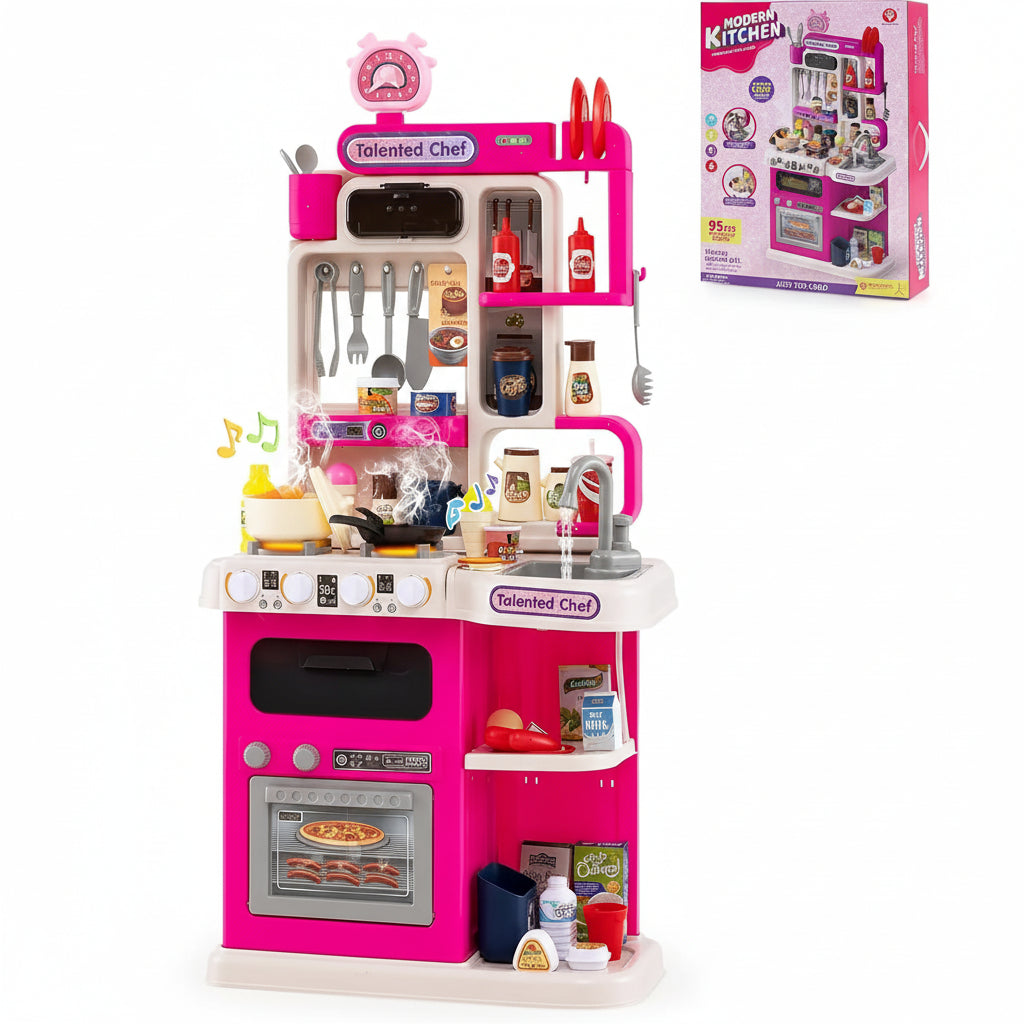 Ensemble de jouets de cuisine avec lumière et son et autocuiseur - 92 cm