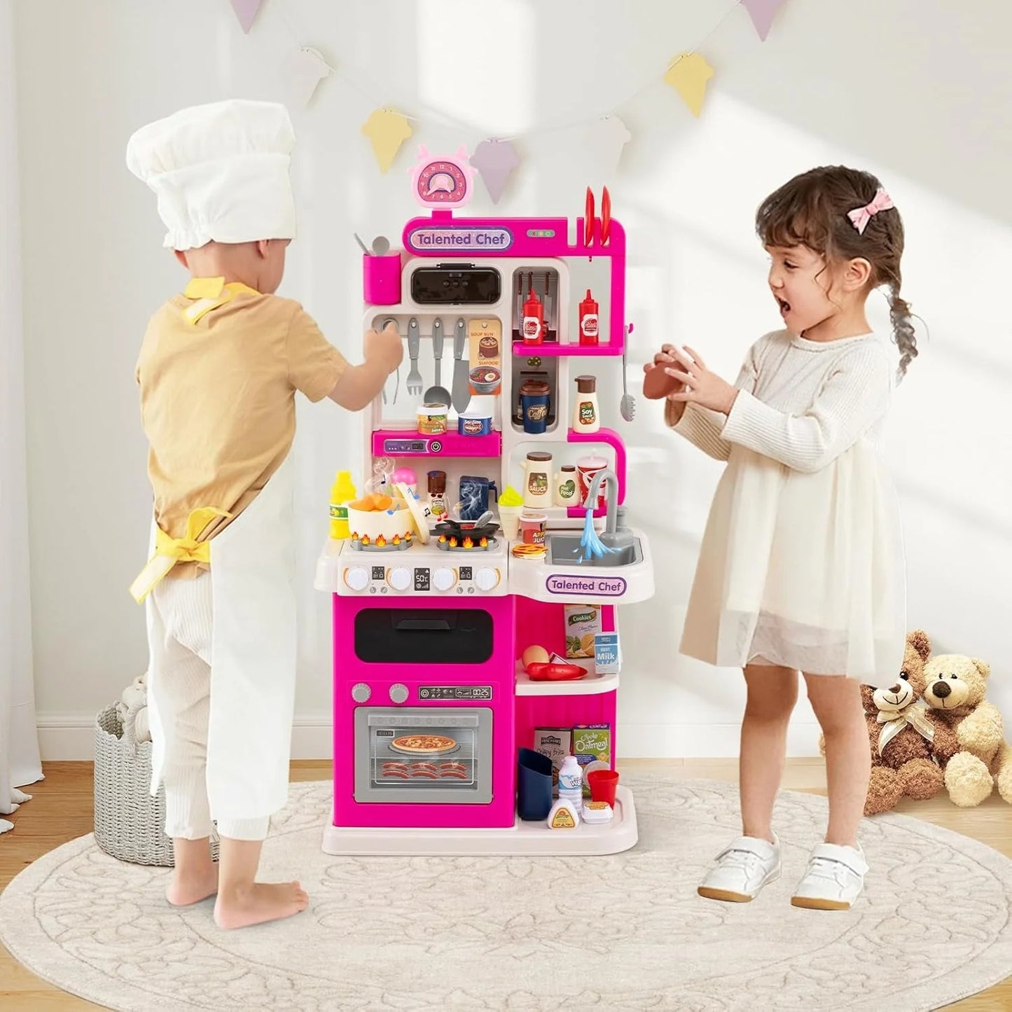 Ensemble de jouets de cuisine avec lumière et son et autocuiseur - 92 cm