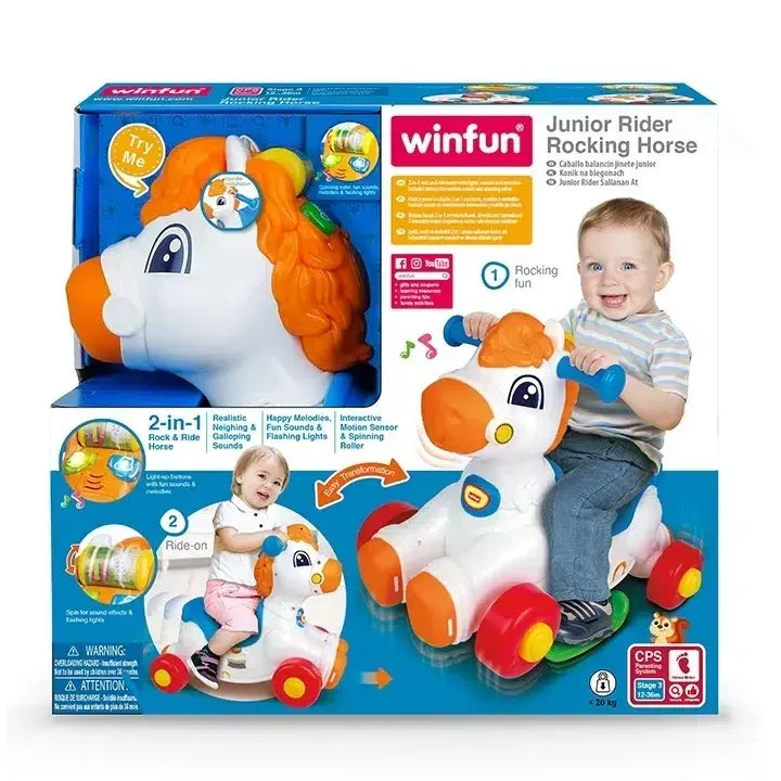 Winfun Cheval à bascule Junior Rider 12m+ – Jouet 2-en-1 évolutif