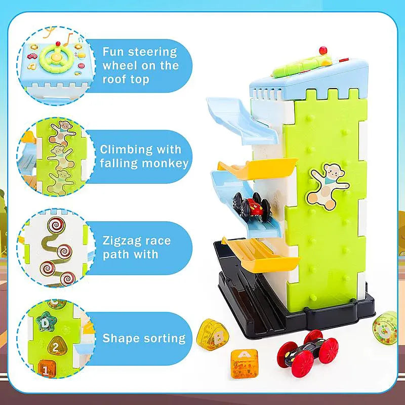 Maison de jeux 5 en 1 avec circuit de course pour tout-petits