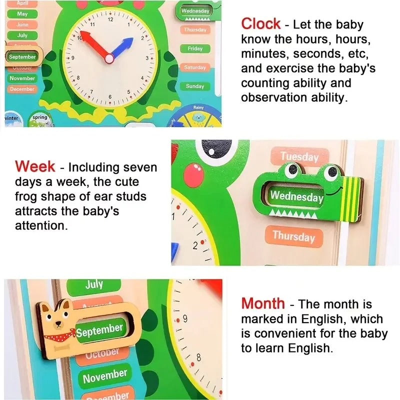 Tableau d'horloge multifonction d'enseignement de calendrier