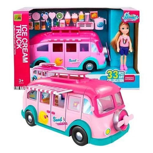 ice cream truck rose Sedra avec poupée - Ensemble de jeu 33 pièces