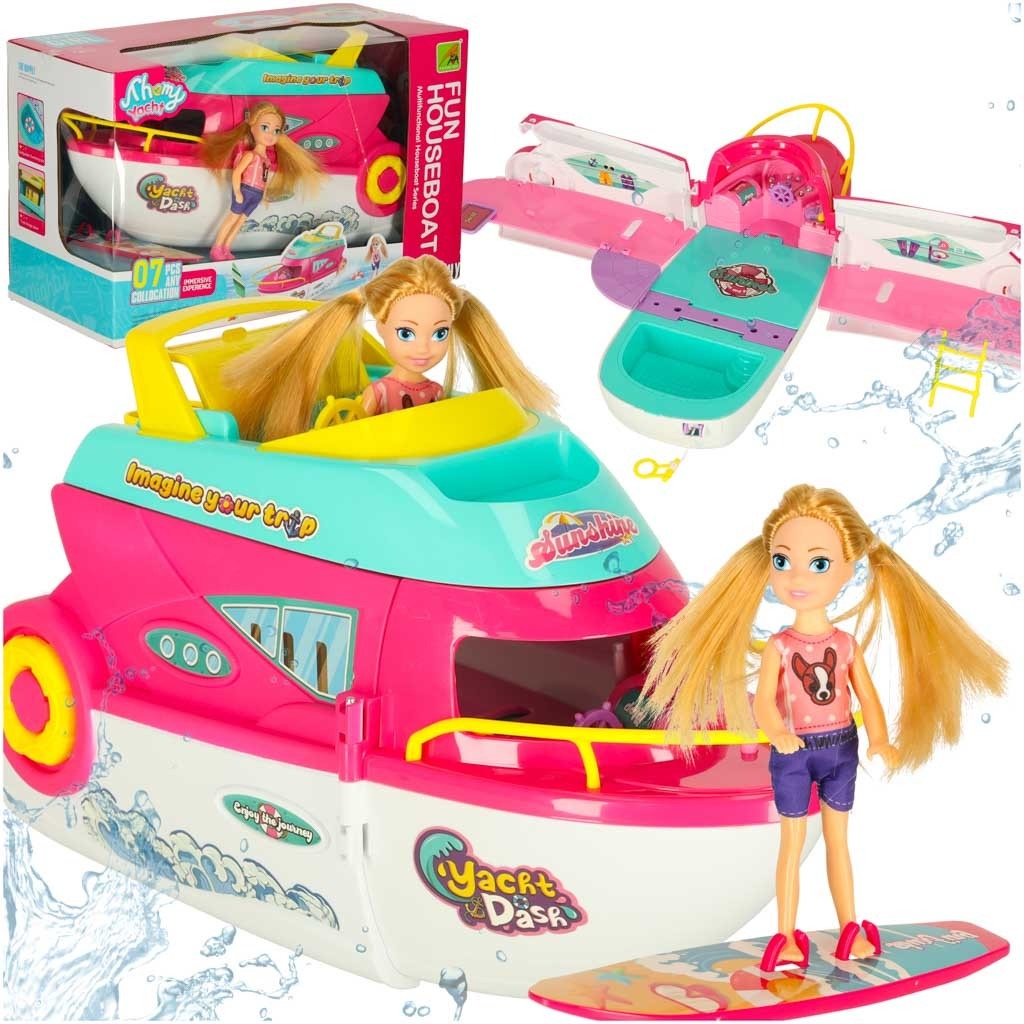 Le Yacht de Croisière "Sunshine" & Poupée – Coffret Houseboat Pliable pour Aventures en Mer