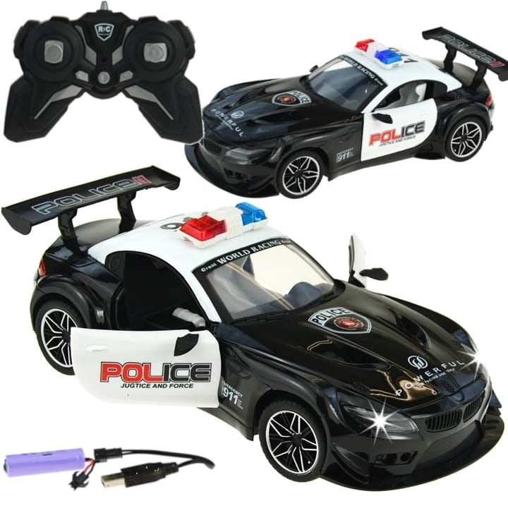 Voiture de police radiocommandée, police, portes ouvrables