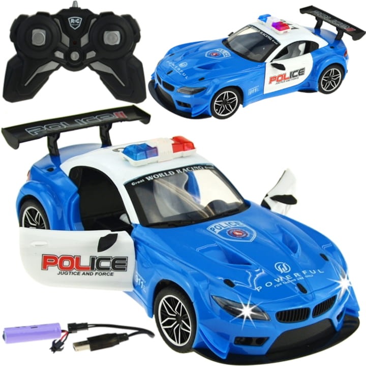 Voiture de police radiocommandée, police, portes ouvrables