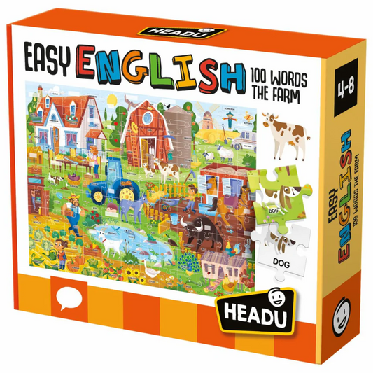 Headu Jeu Educatif Easy English 100 Mots sur la Ferme 4-8 Ans+