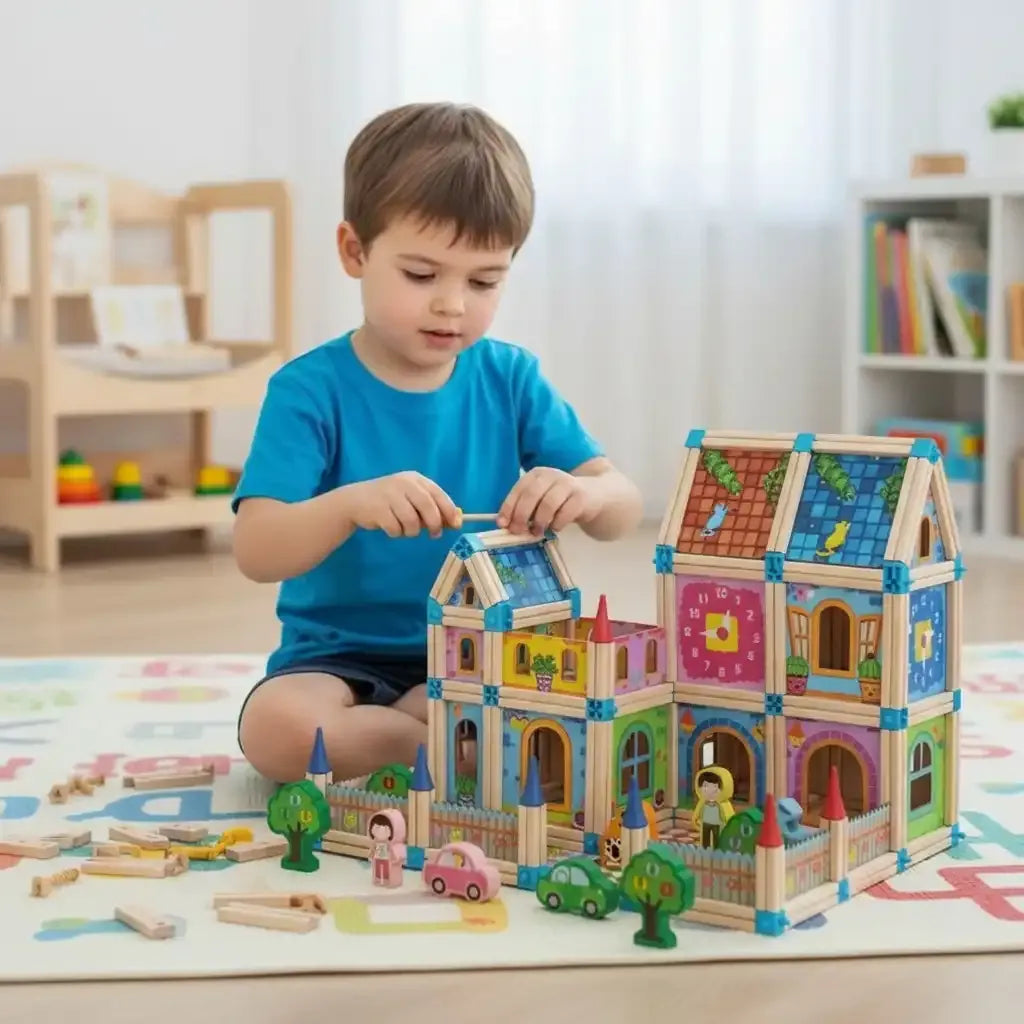 Jeux de construction - Blocs à vis en bois - Puzzle éducati