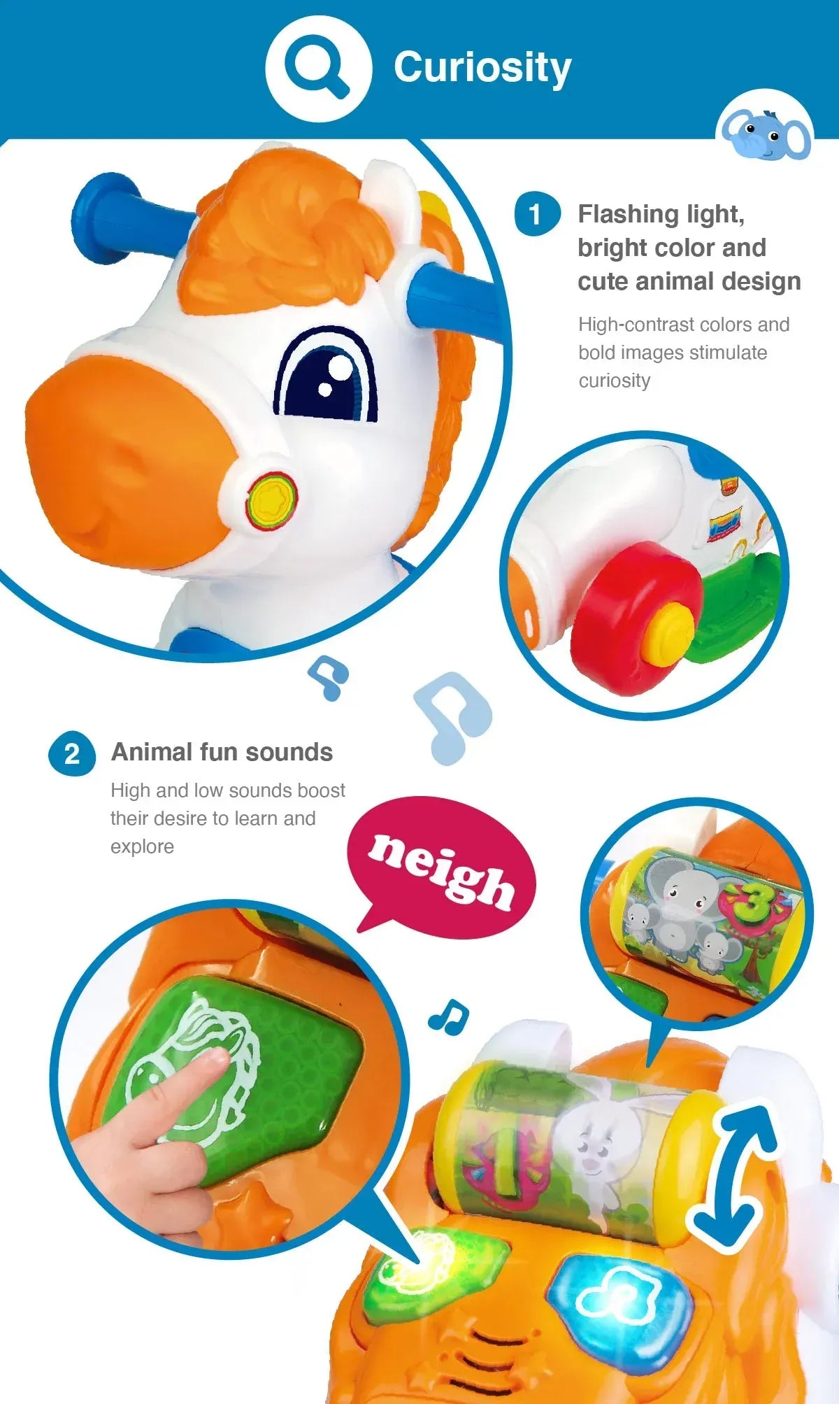 Winfun Cheval à bascule Junior Rider 12m+ – Jouet 2-en-1 évolutif