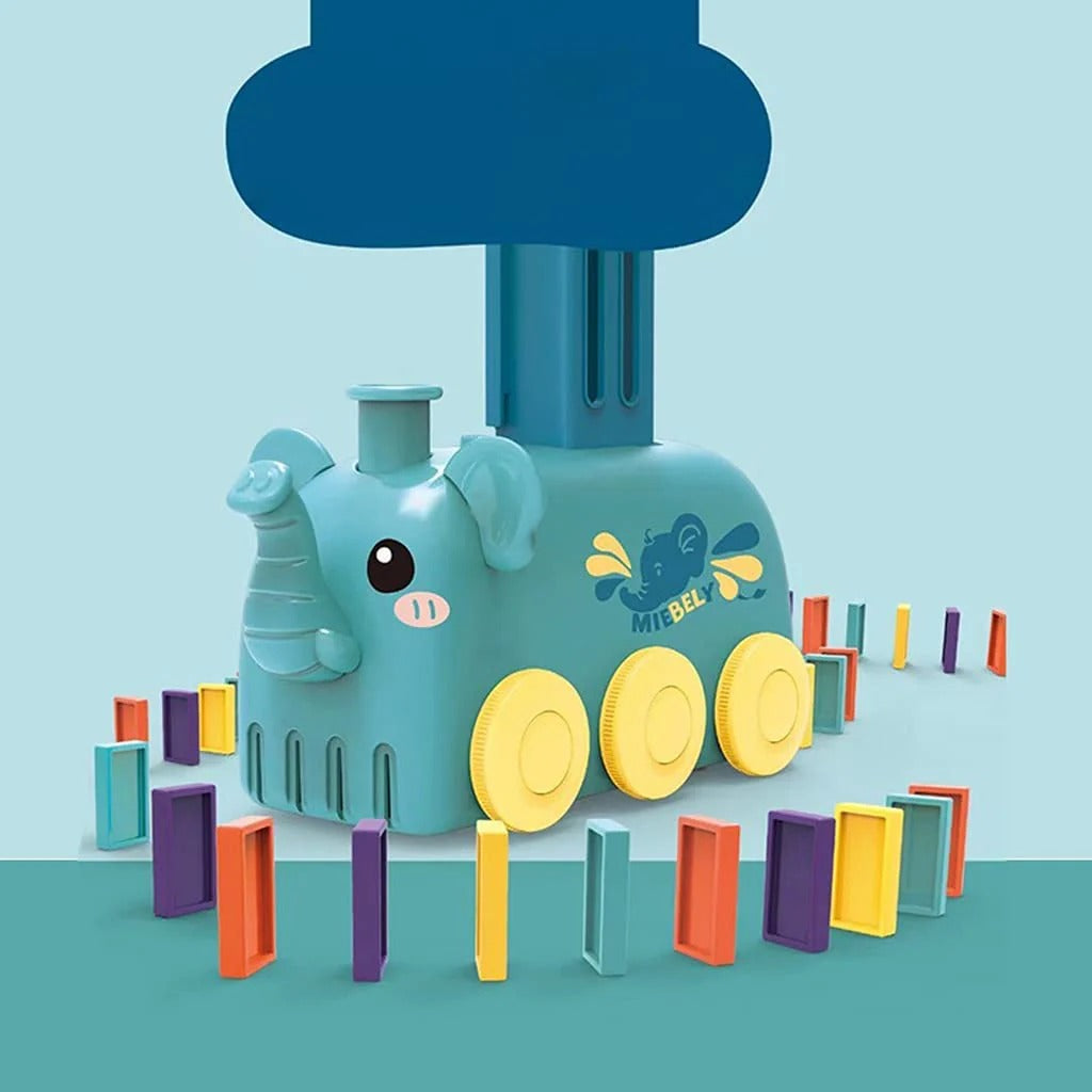 Train Éléphant Automatique Poseur de Dominos – Kit de Jeu Musical et Lumineux pour Enfants