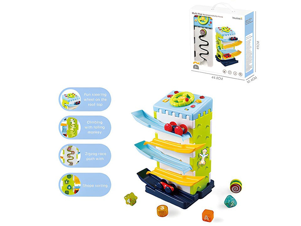Maison de jeux 5 en 1 avec circuit de course pour tout-petits