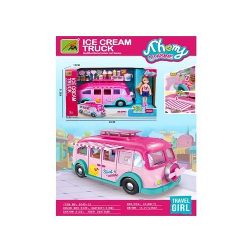 ice cream truck rose Sedra avec poupée - Ensemble de jeu 33 pièces