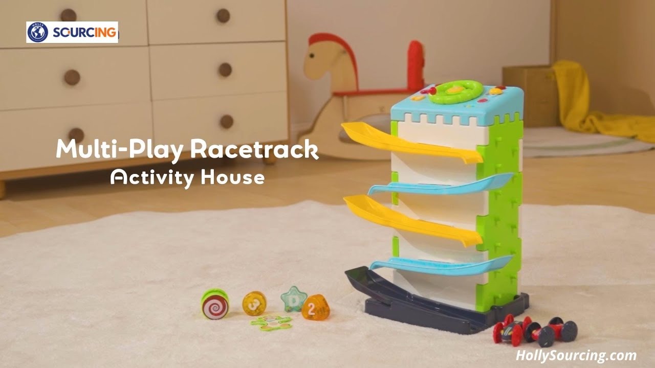 Maison de jeux 5 en 1 avec circuit de course pour tout-petits