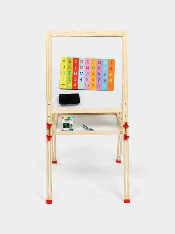 Tableau en Bois 2-en-1 : Tableau Blanc Magnétique et Tableau Noir