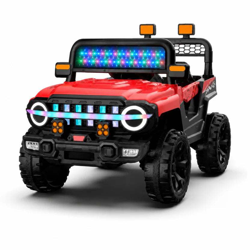 Voiture Électrique Enfant Style Jeep 4x4 avec Lumières LED – Rouge