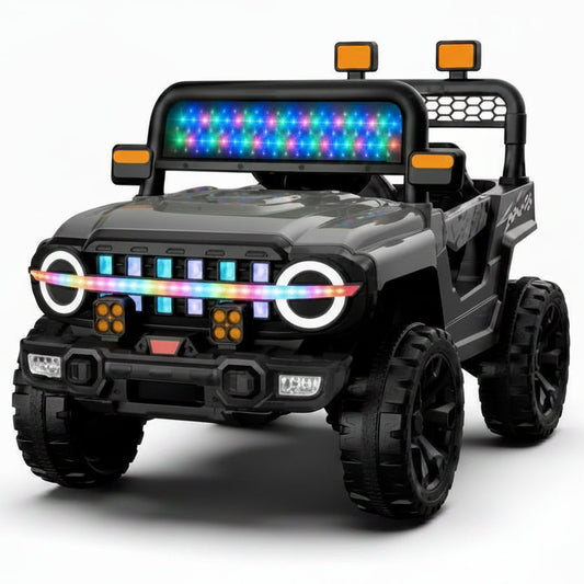 Voiture Électrique Enfant Style Jeep 4x4 avec Lumières LED – Gris