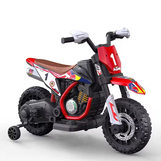 Moto Électrique Enfant – Style Cross Sport avec Roues Stabilisatrices rouge