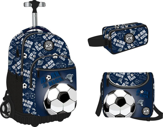 Cartable a roulettes SUPERPACK football 3pcs