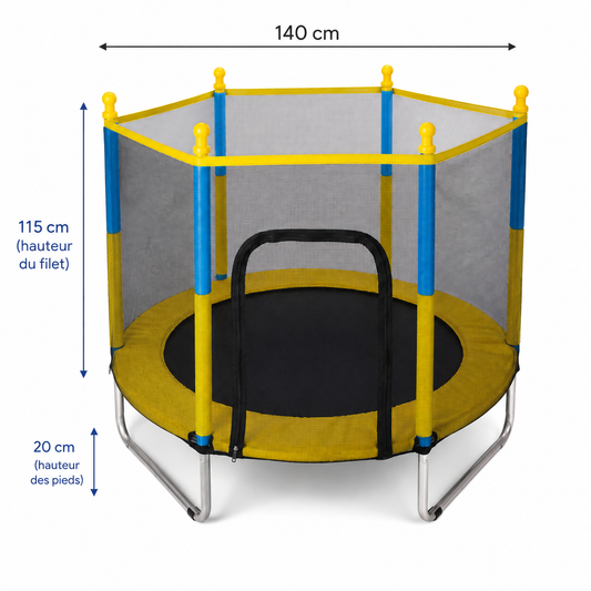 Trampoline Enfant 140 cm avec Filet de Sécurité – Stable, Résistant & Amusant