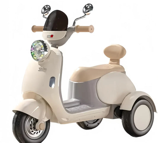 Scooter Électrique Enfant 3 Roues – Style Vintage - biege